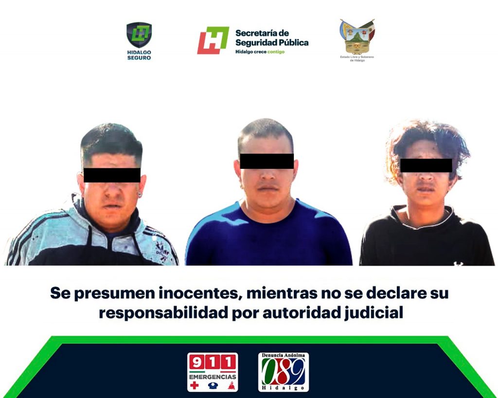 SSPH asegura a tres individuos con arma en Atotonilco de Tula