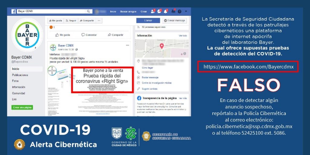Alertan sobre página apócrifa de pruebas de detección del COVID19