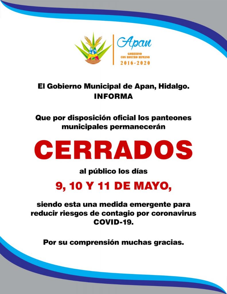 Cierran panteones para evitar contagios de Covid-19