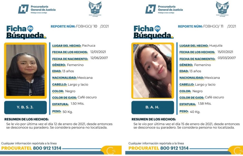 Desaparecen dos jovencitas