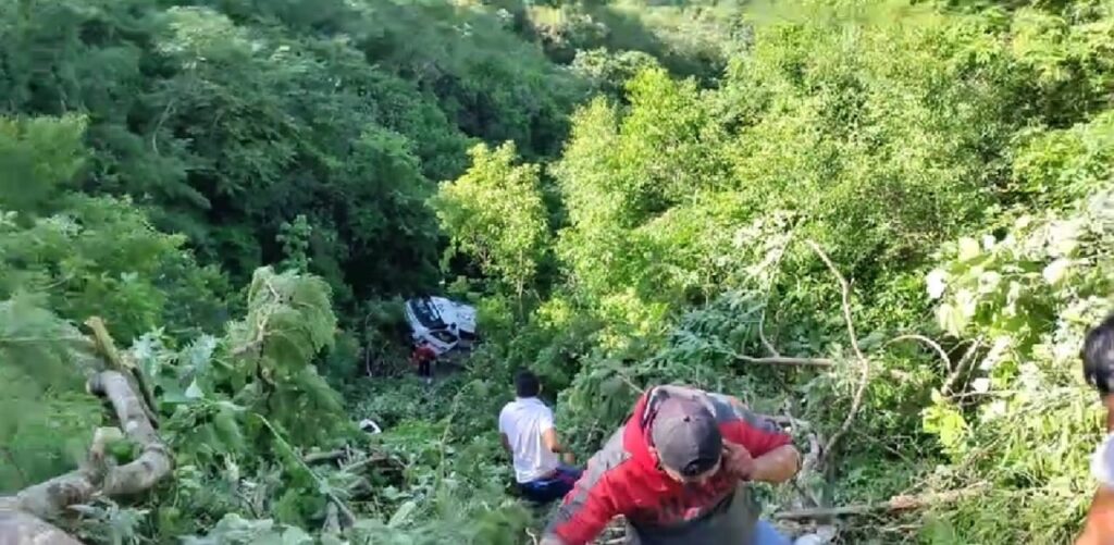 Colectiva cayó a profundo barranco