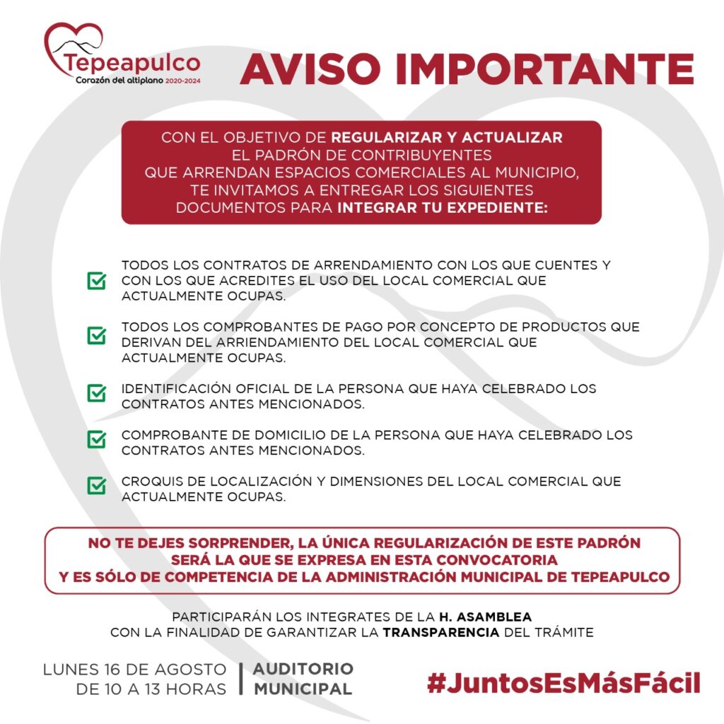 Buscan regularizar espacios comerciales propiedad del municipio