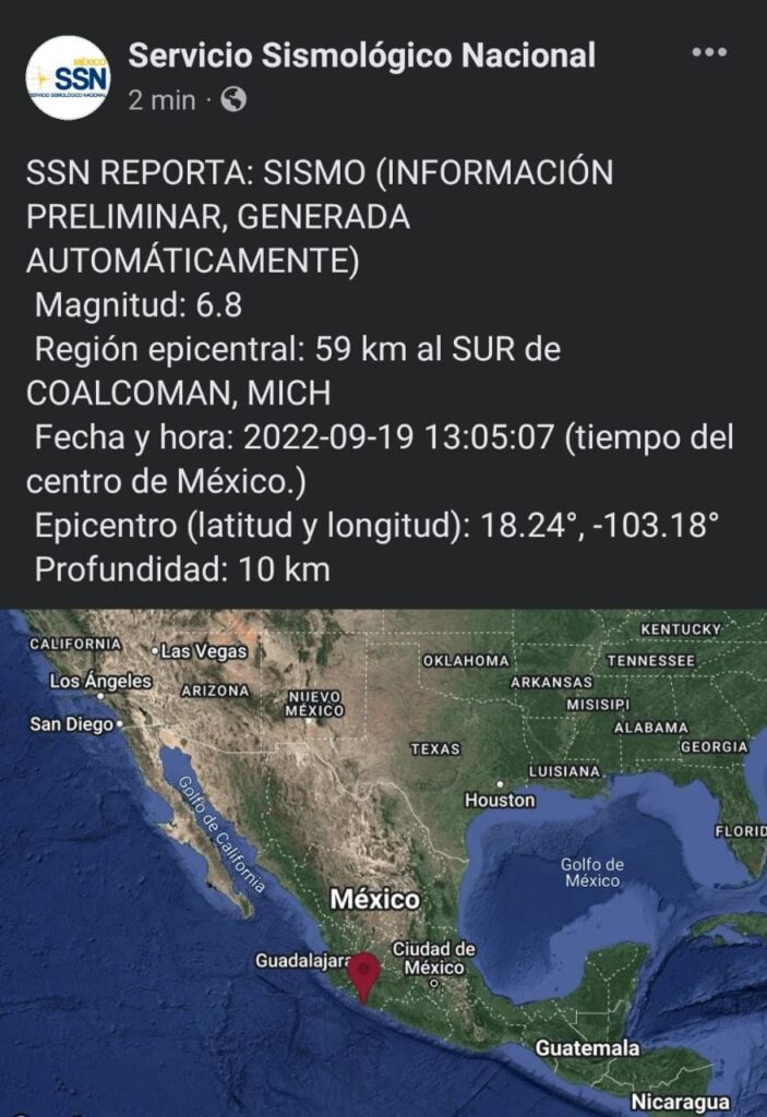 Sismo de 7.4 se sintió en gran parte de México