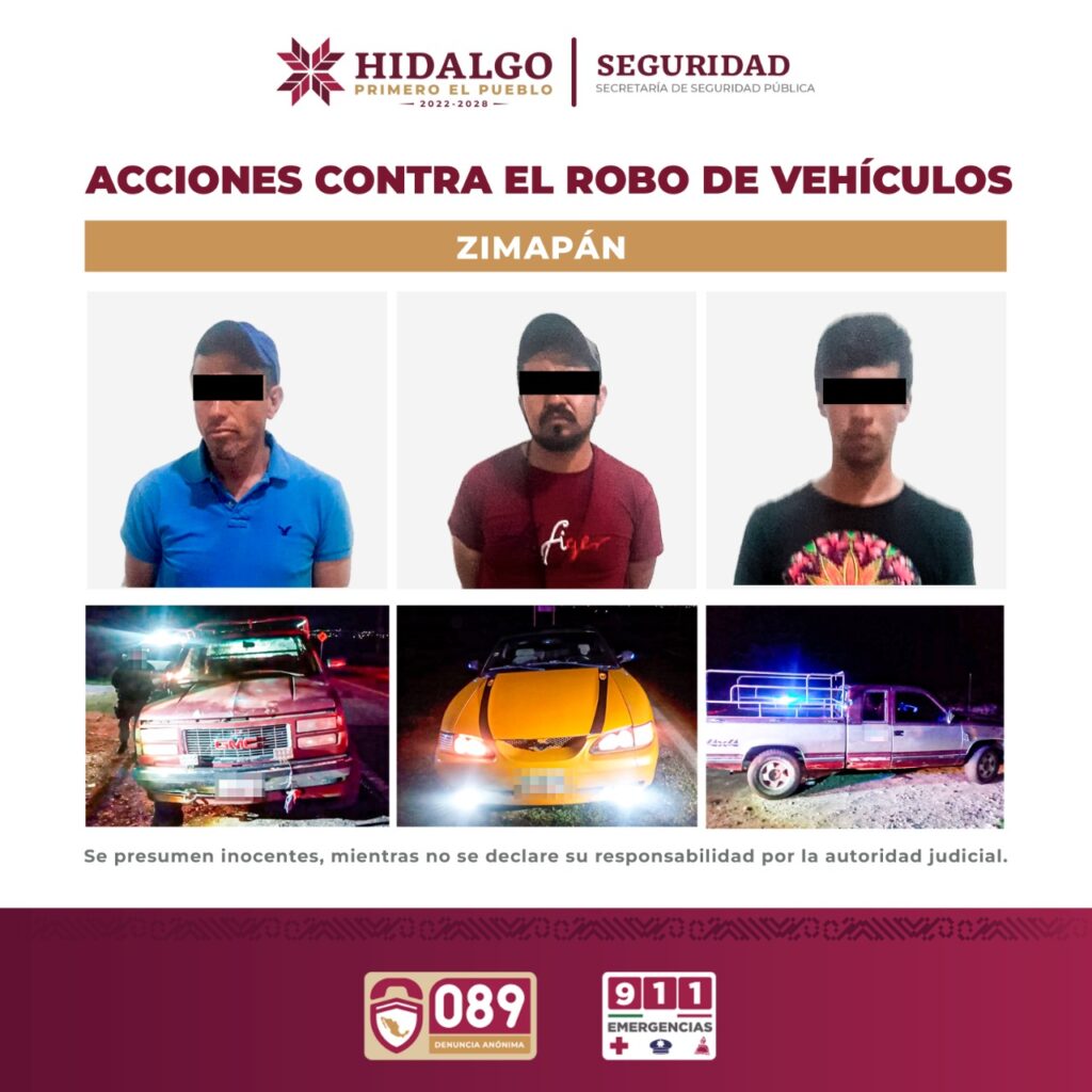 Capturan a tres ladrones de vehículos