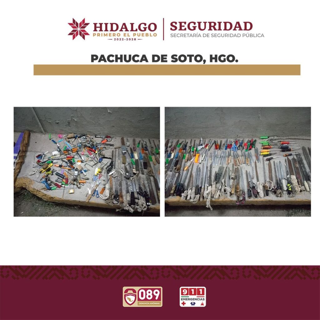 Incautan cerca de 200 armas blancas en penal de Pachuca