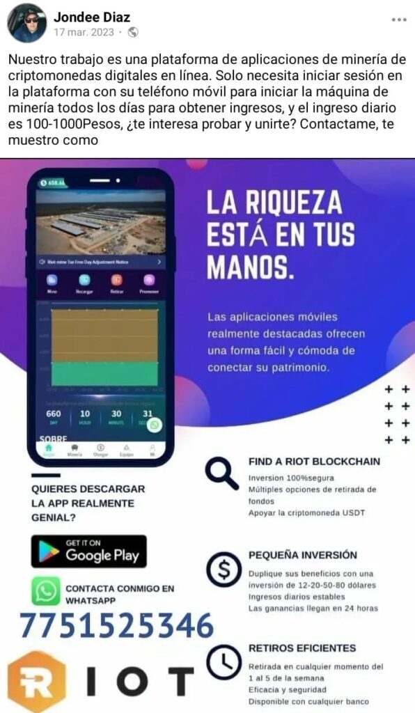 Alerta Roja: Miles perdieron al invertir en RIOT