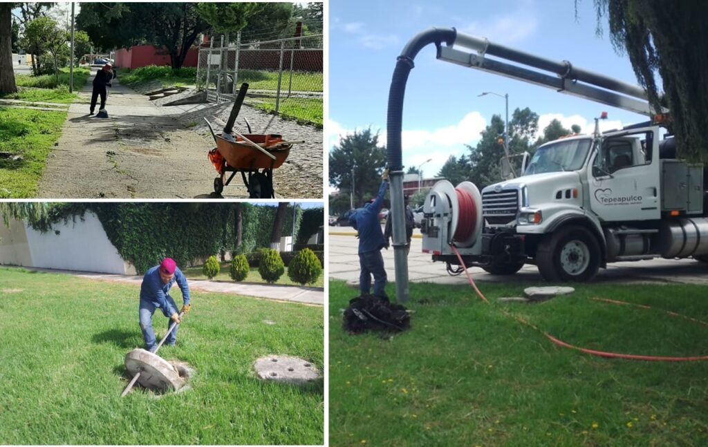 Limpieza de red de drenaje para revienen inundaciones