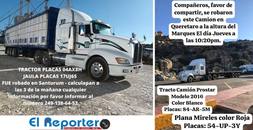 Denuncian robos de tráileres