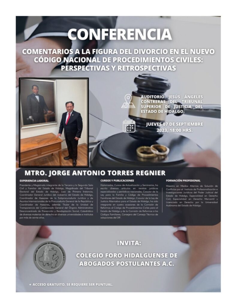 Conferencia sobre Divorcio en el nuevo Código Nacional de Procedimientos Civiles