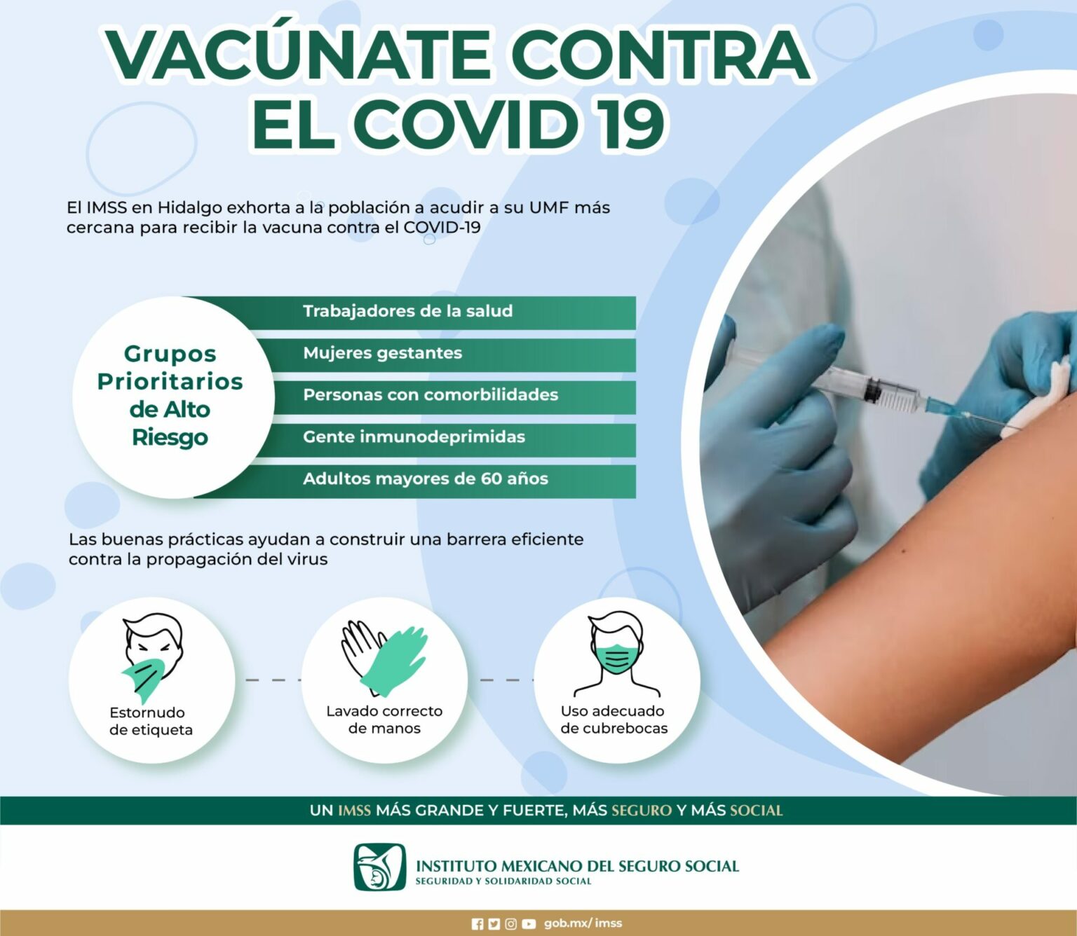 Invita IMSS Hidalgo a vacunarse contra COVID-19