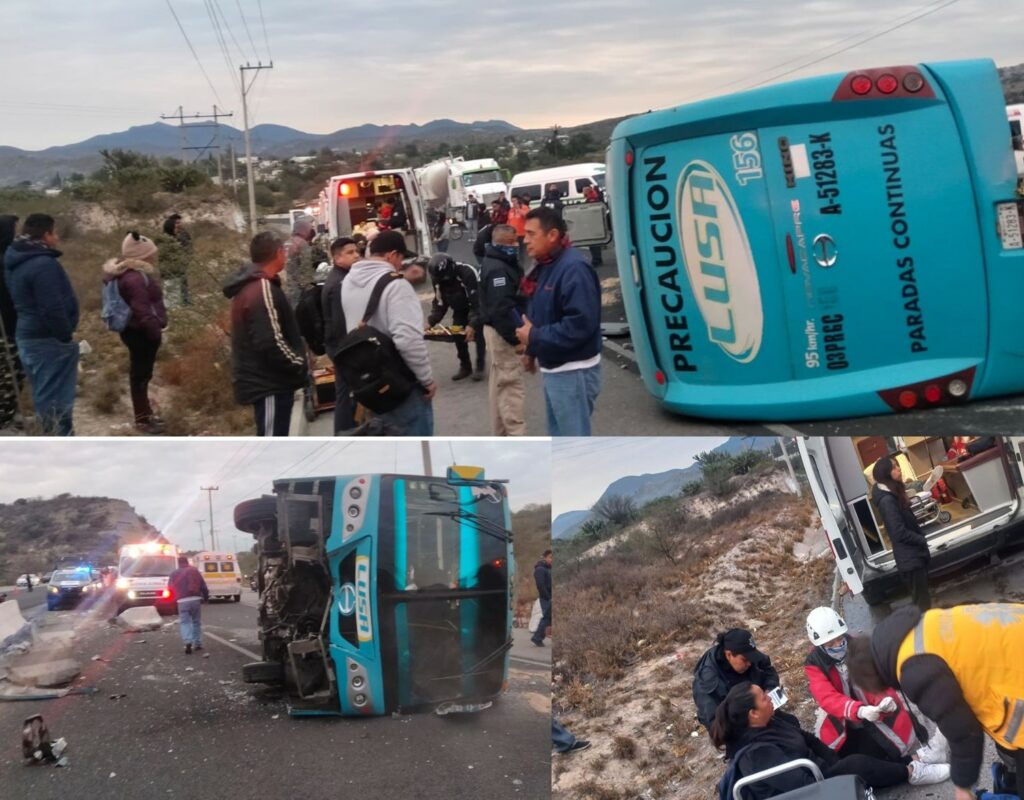 Chófer huye tras volcar su microbús