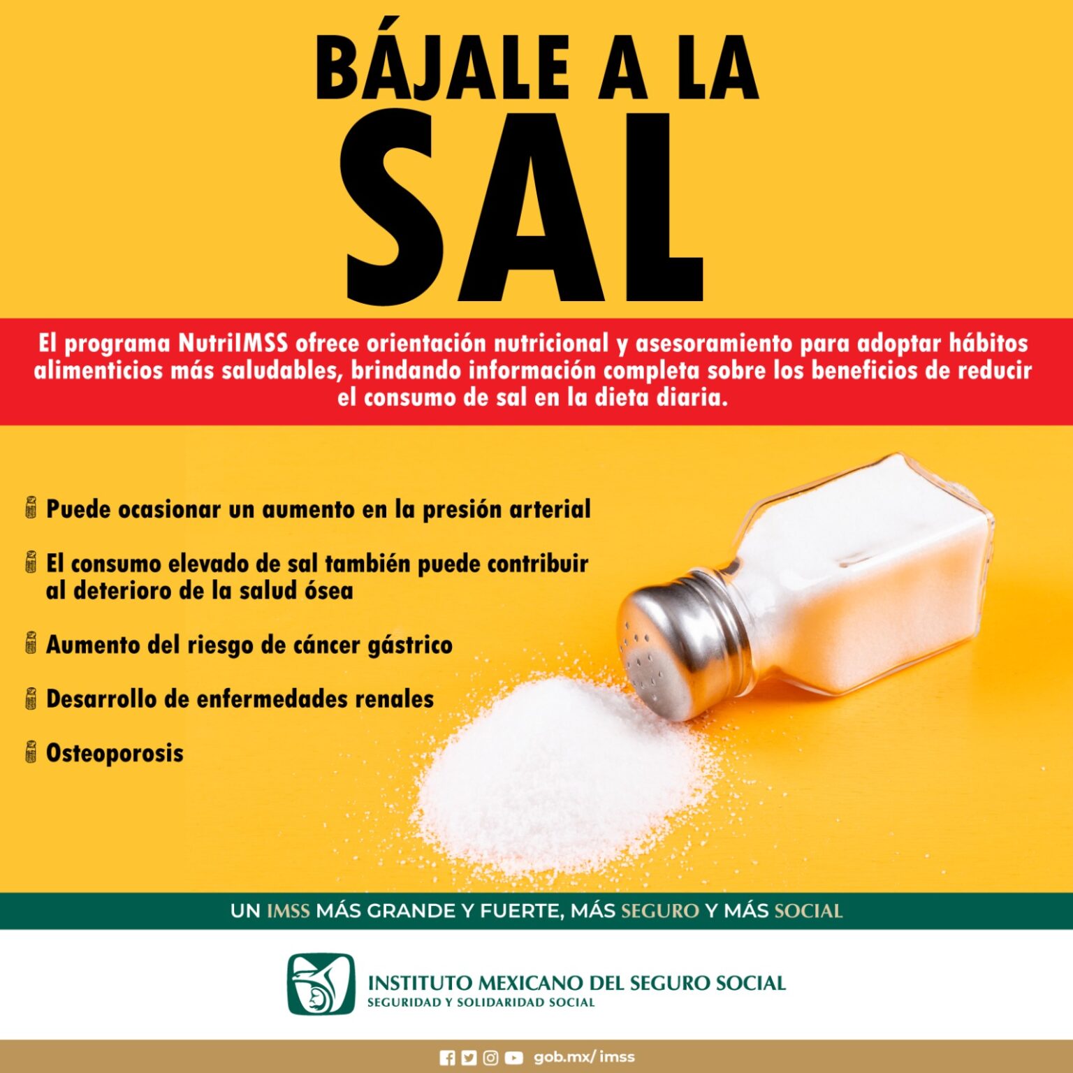 Evita el uso excesivo de sal en la comida