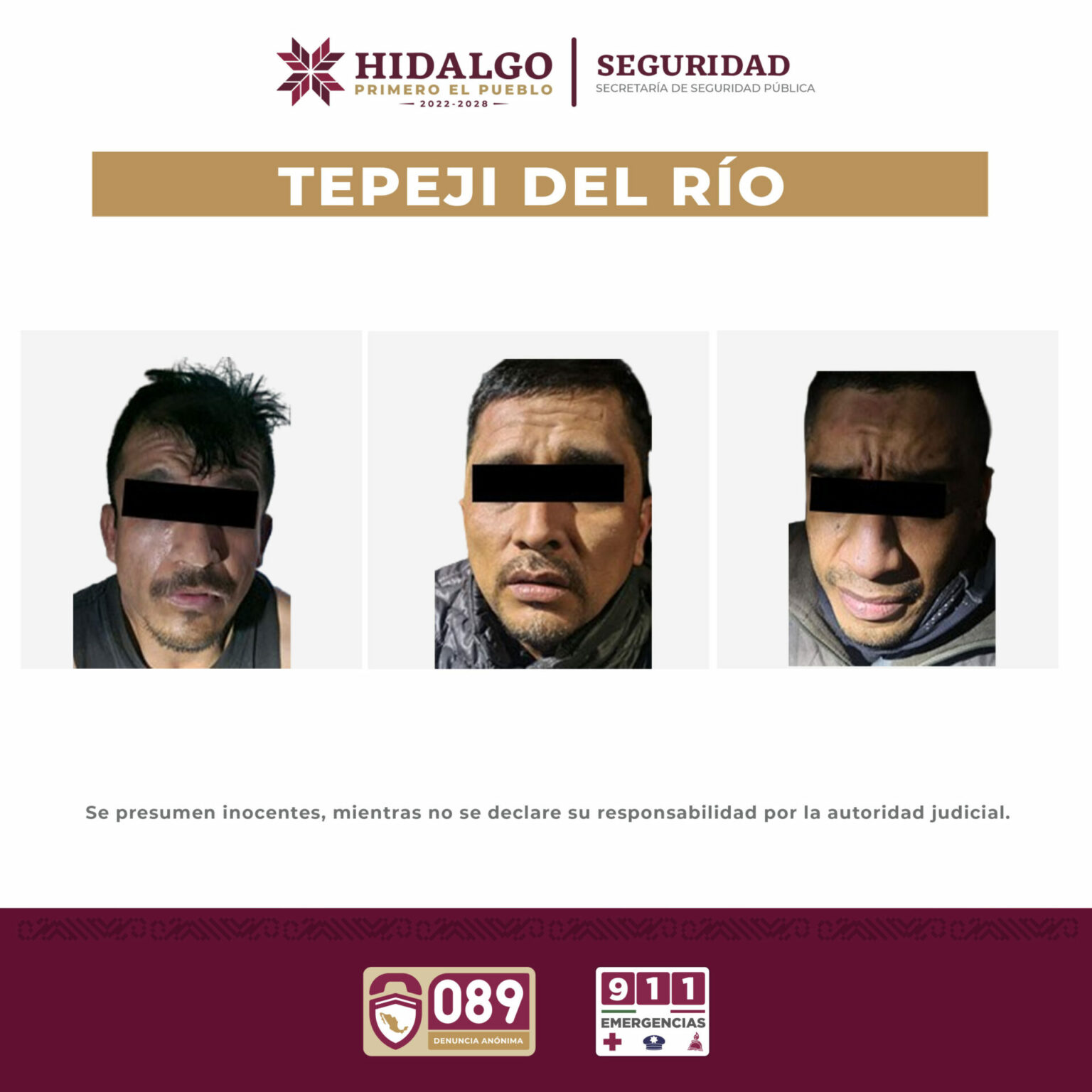 SSPH detiene a 3 hombres por narcomenudeo