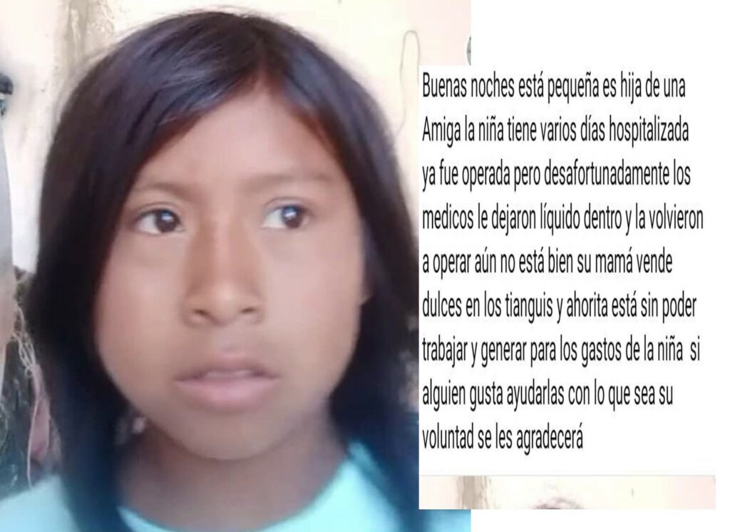 Urge apoyo para niña hospitalizada