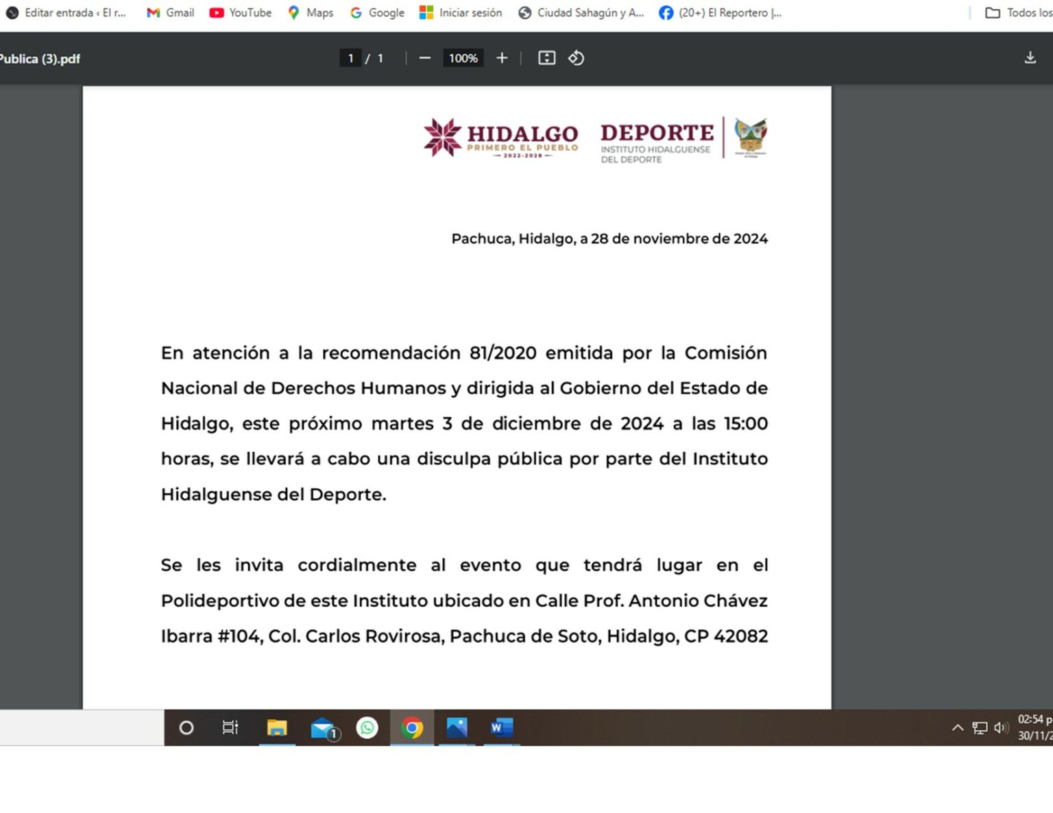 Infante recibirá disculpa pública del Instituto Hidalguense del Deporte