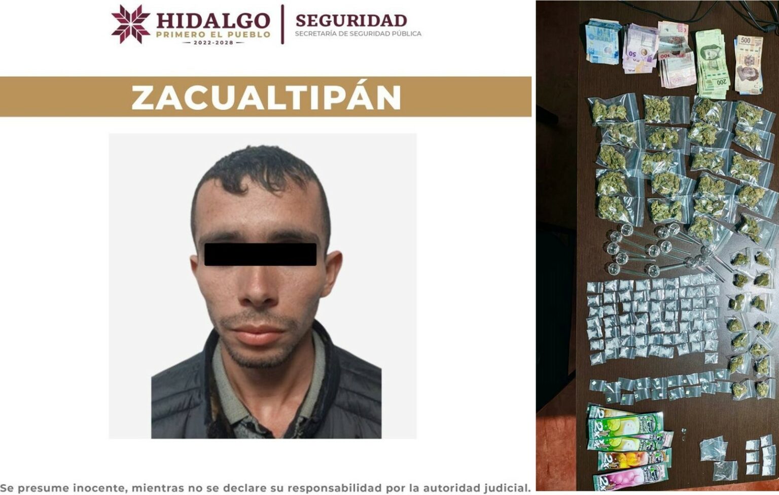 Capturan a presunto narcomenudista en Zacualtipán