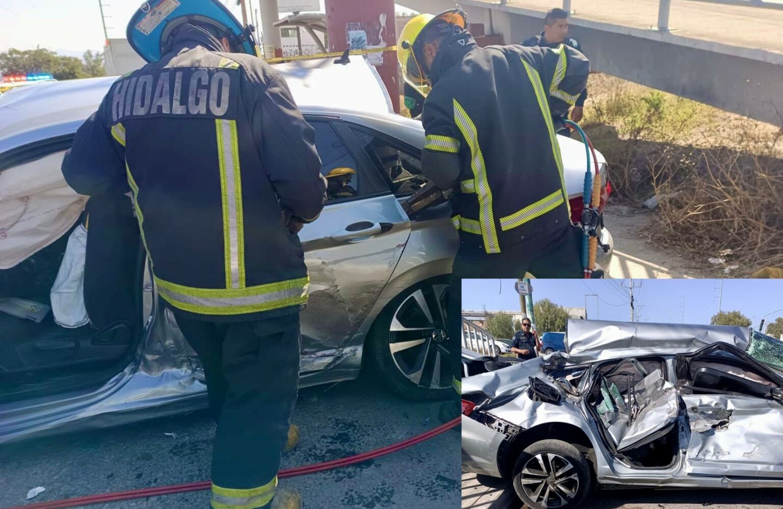 Bomberos atienden accidente en bulevar Santa Catarina