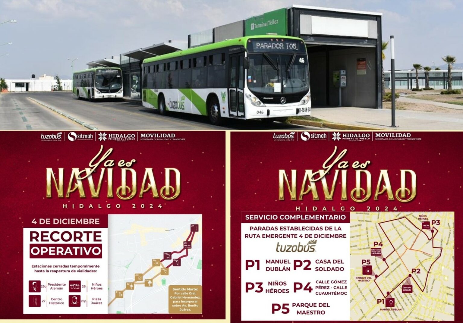 Operativo especial de transporte por festividades decembrinas
