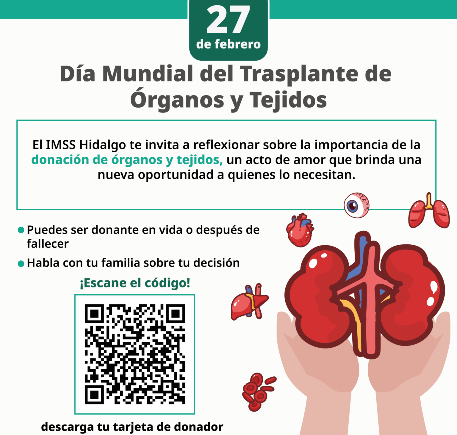 IMSS busca concientizar sobre la importanciade la donación de órganos