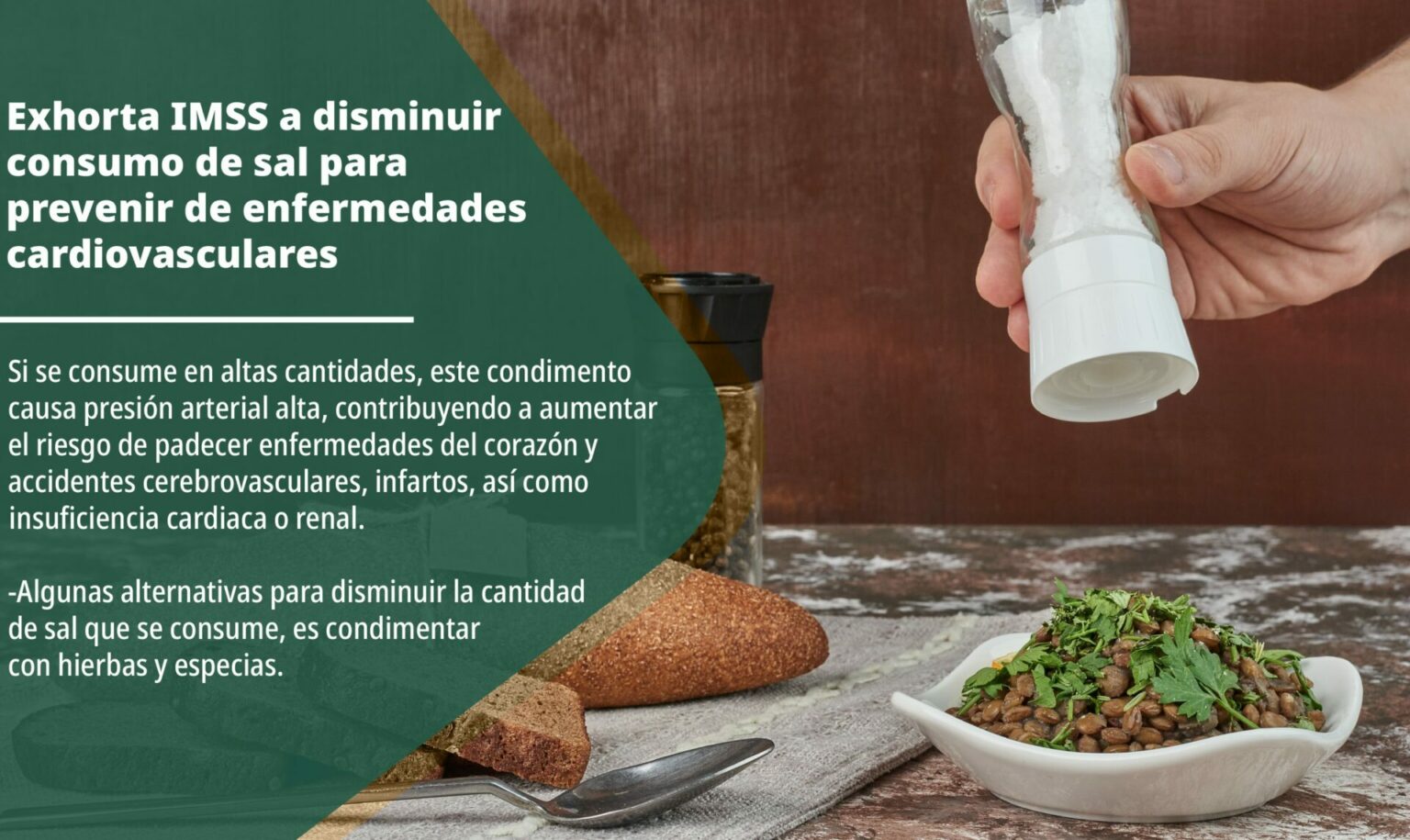 Reducir consumo de sal para prevenir enfermedades cardiovasculares