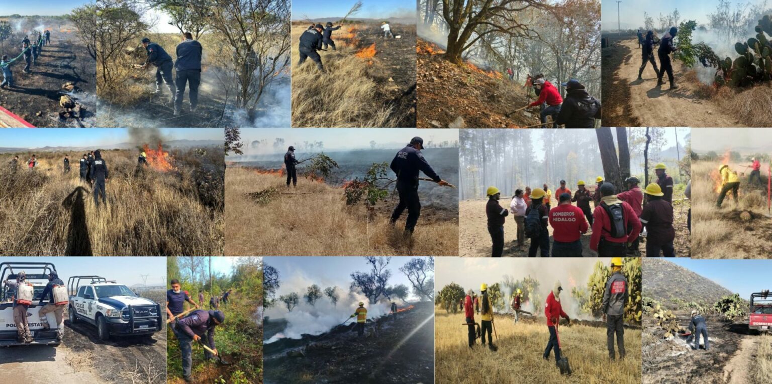 Policía Estatal se suma labores de auxilio contra incendios