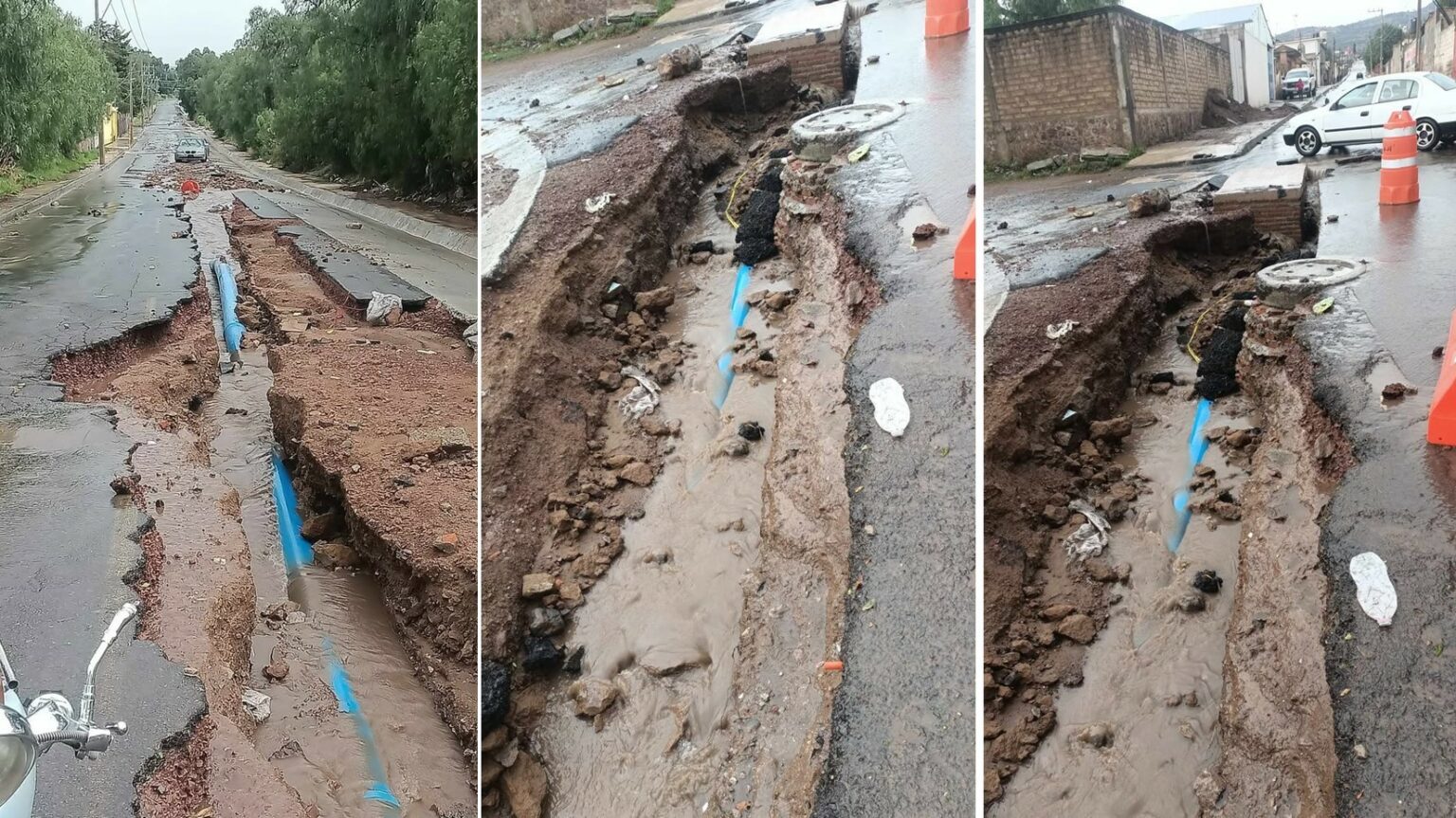 Corriente de agua destruyó pavimento asfáltico