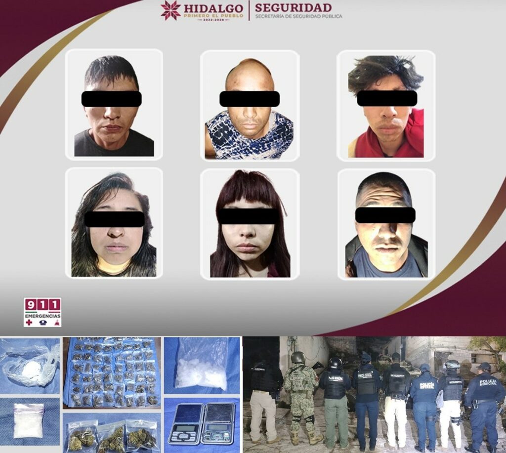 Presuntos narcomenudistas detenidos en Pachuca