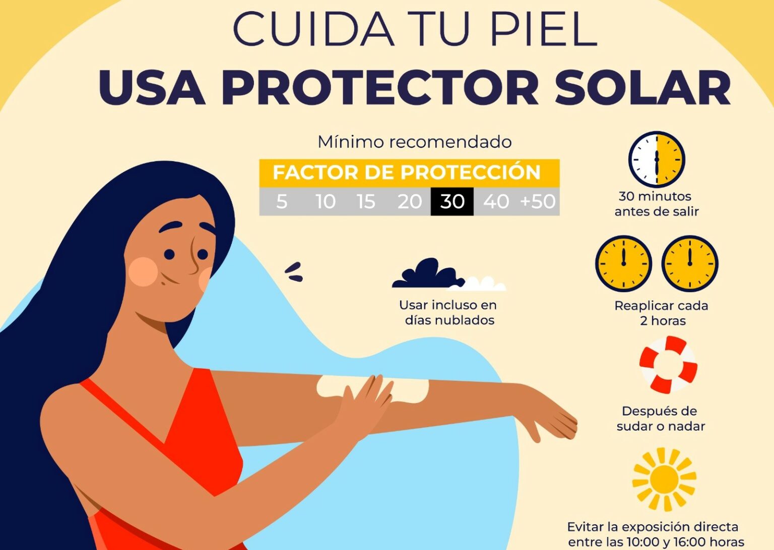 Protector solar para prevenir daños por exposición a rayos UV