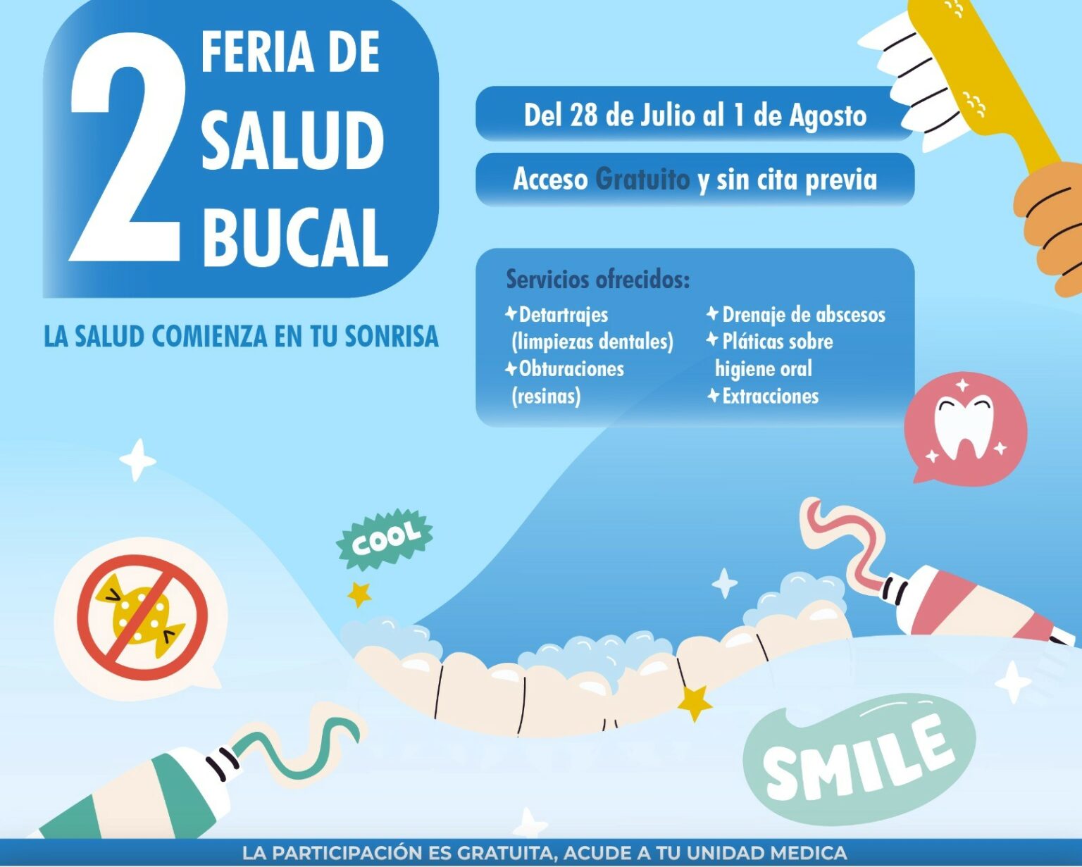 Segunda Feria de Salud Bucal con acciones preventivas y curativas