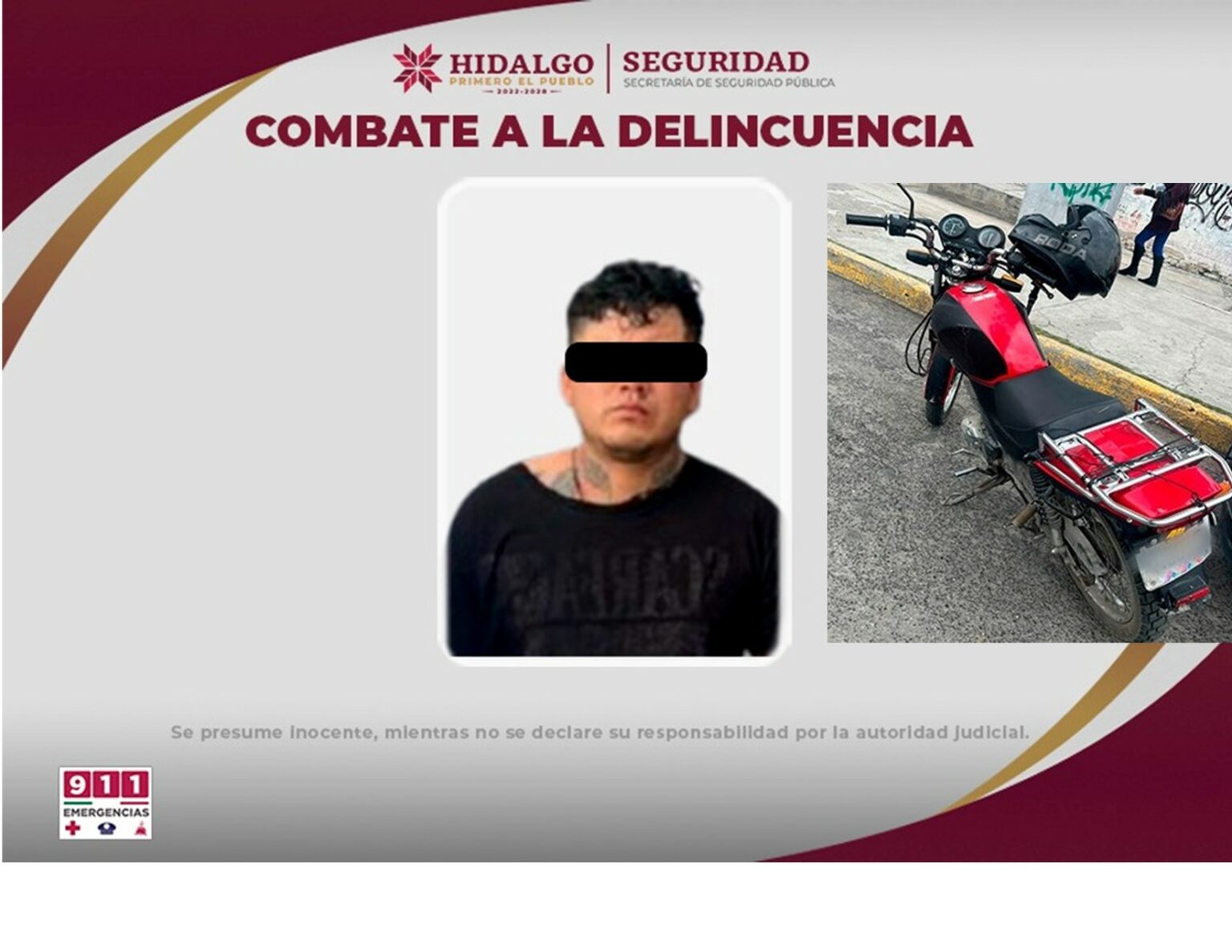 SSPH detiene a sujeto implicado en múltiples robos a vehículos