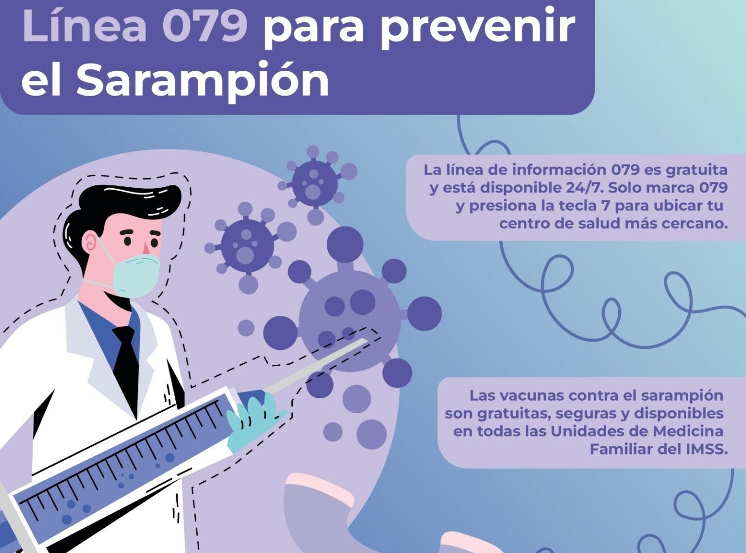 IMSS ofrece línea de información de vacunas para prevenir el sarampión