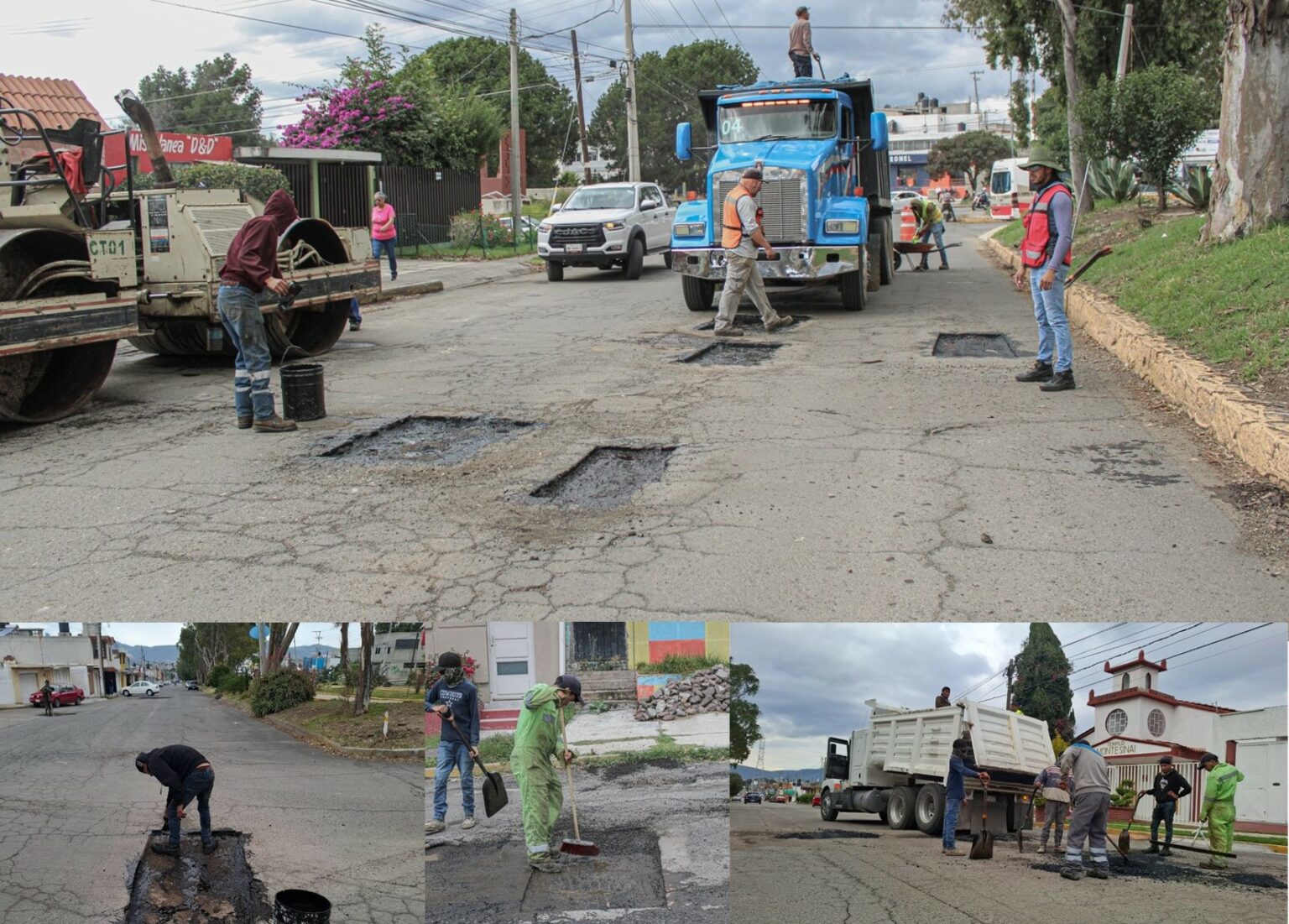 Avanzan trabajos integrales de bacheo en Tepeapulco y Cd. Sahagún