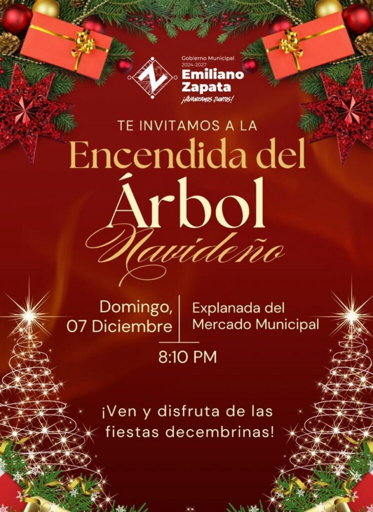 Hoy, encendido de Árbol de Navidad en Emiliano Zapata