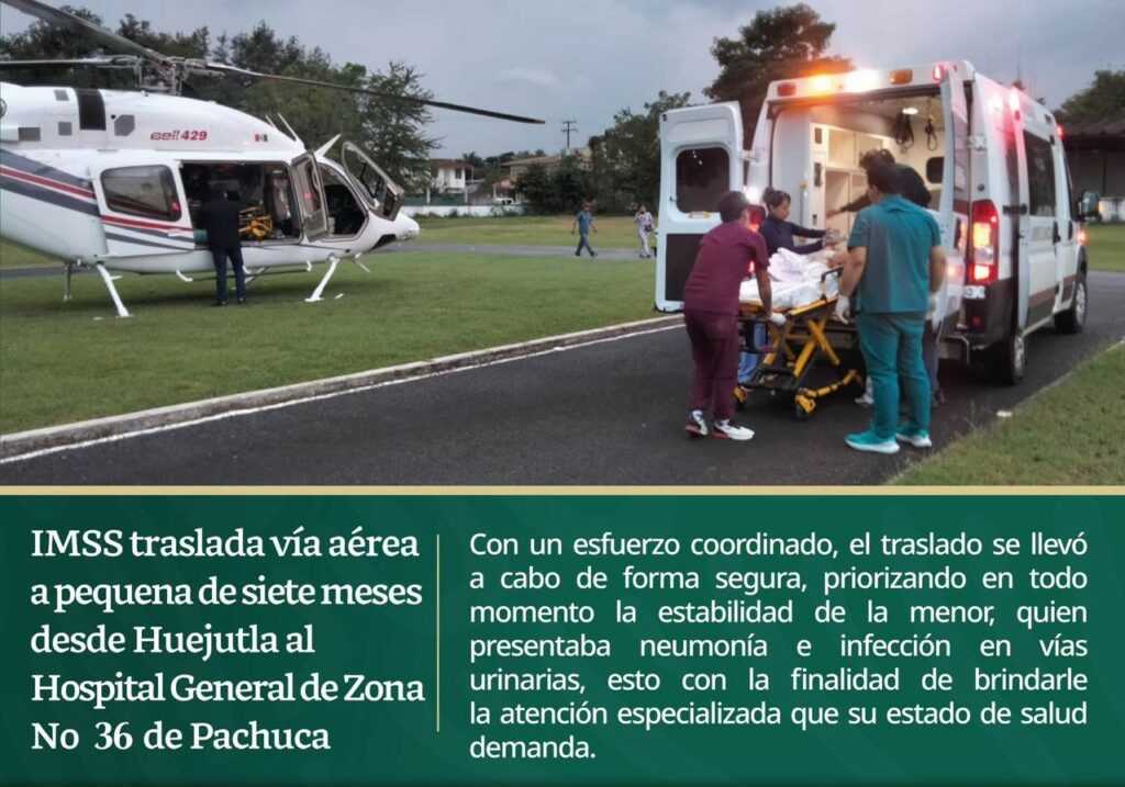 Traslado aéreo de recién nacida para atención médica especializada