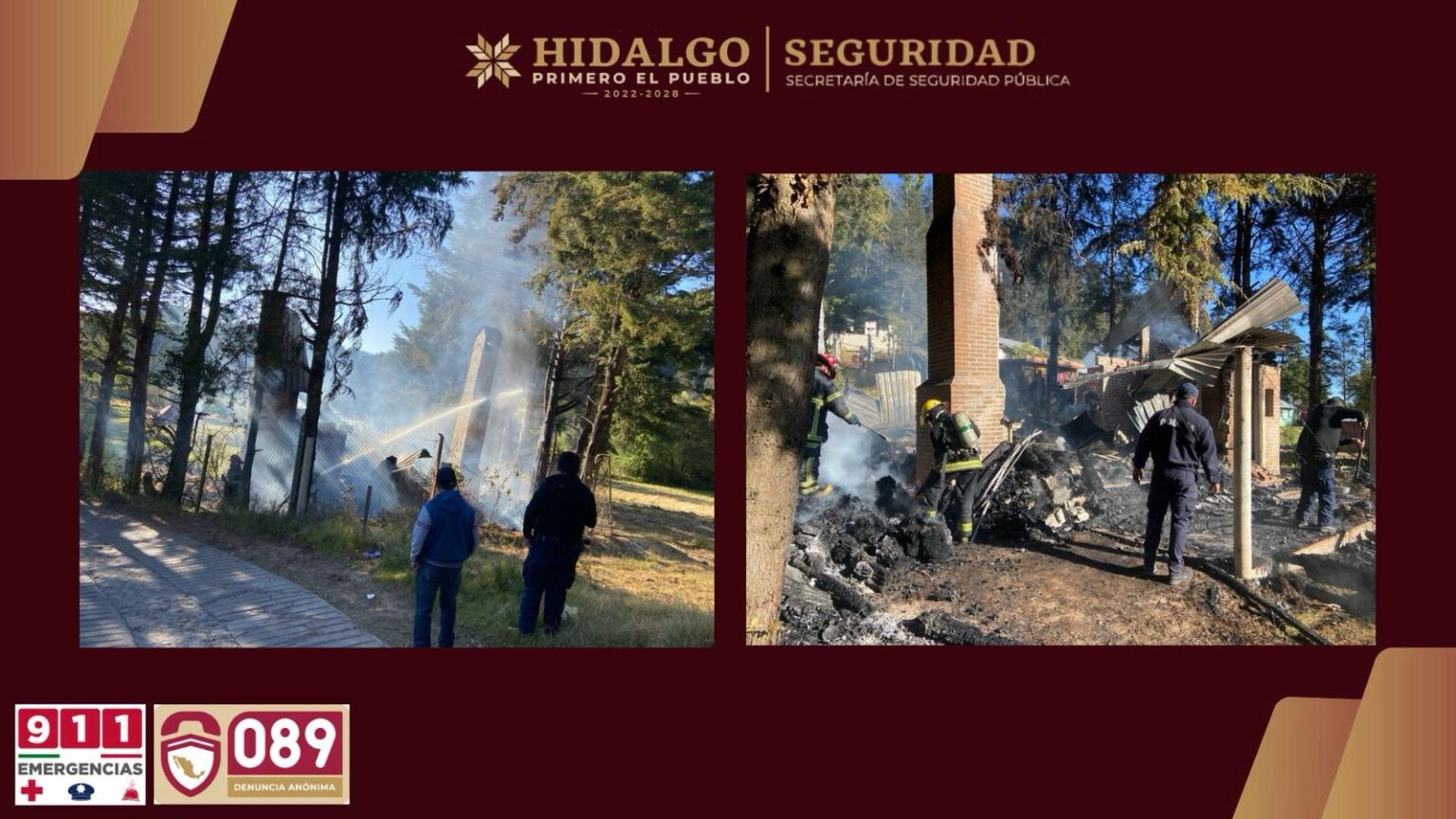 Policía Turística y H. Cuerpo de Bomberos atienden incendio en Mineral del Chico