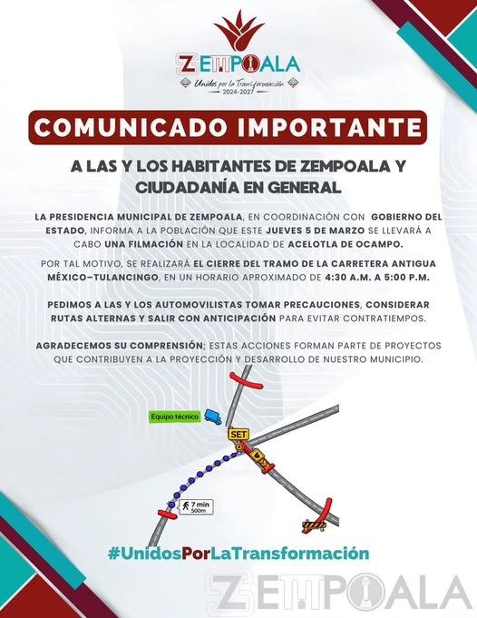 Anuncian cierre de la carretera antigua México–Tulancingo por filmación en Acelotla