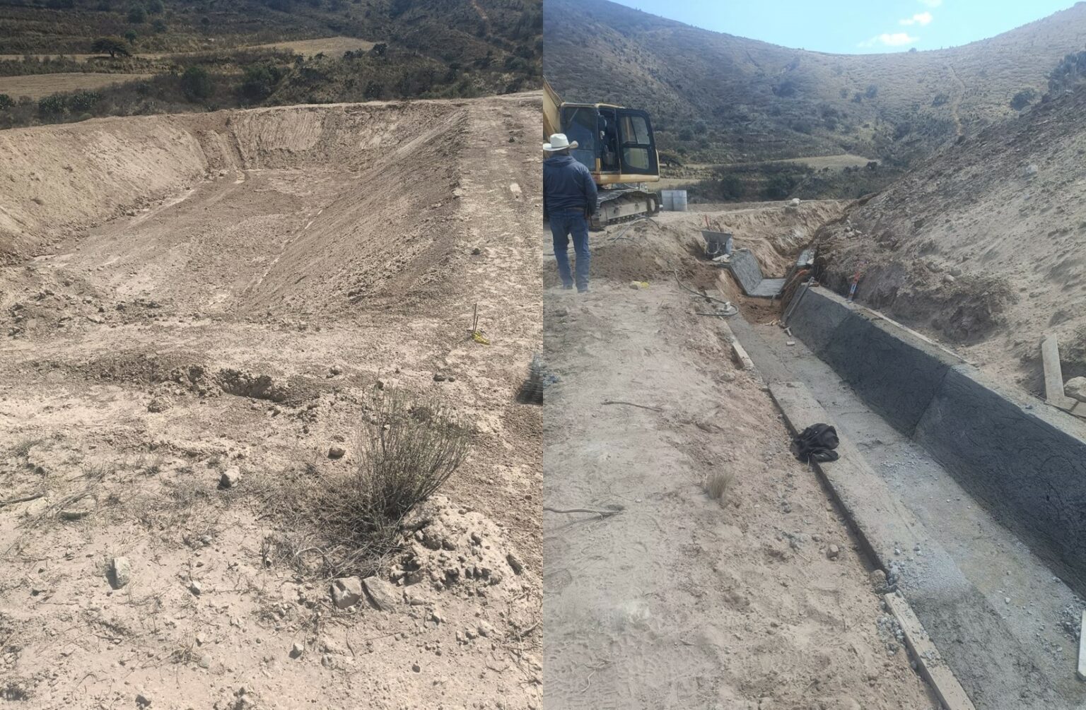 Construyen olla de captación de aguas pluviales
