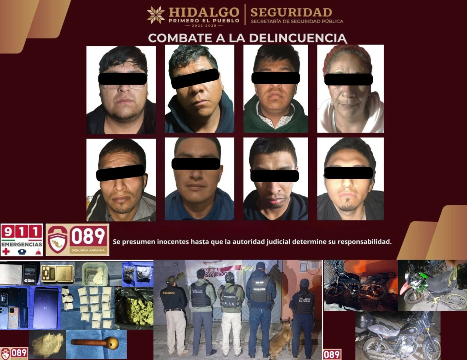 SSPH asegura a célula dedicada a la venta de sustancias ilícitas