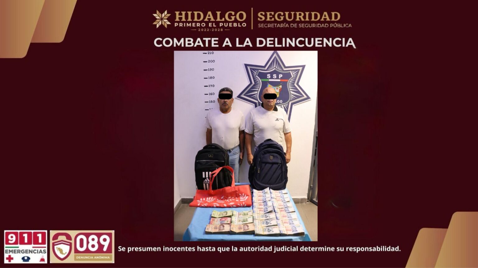 SSPH recupera más de un millón de pesos robados a cuentahabiente