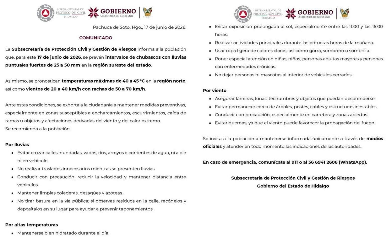 Sistema Estatal de Protección Civil Hidalgo
