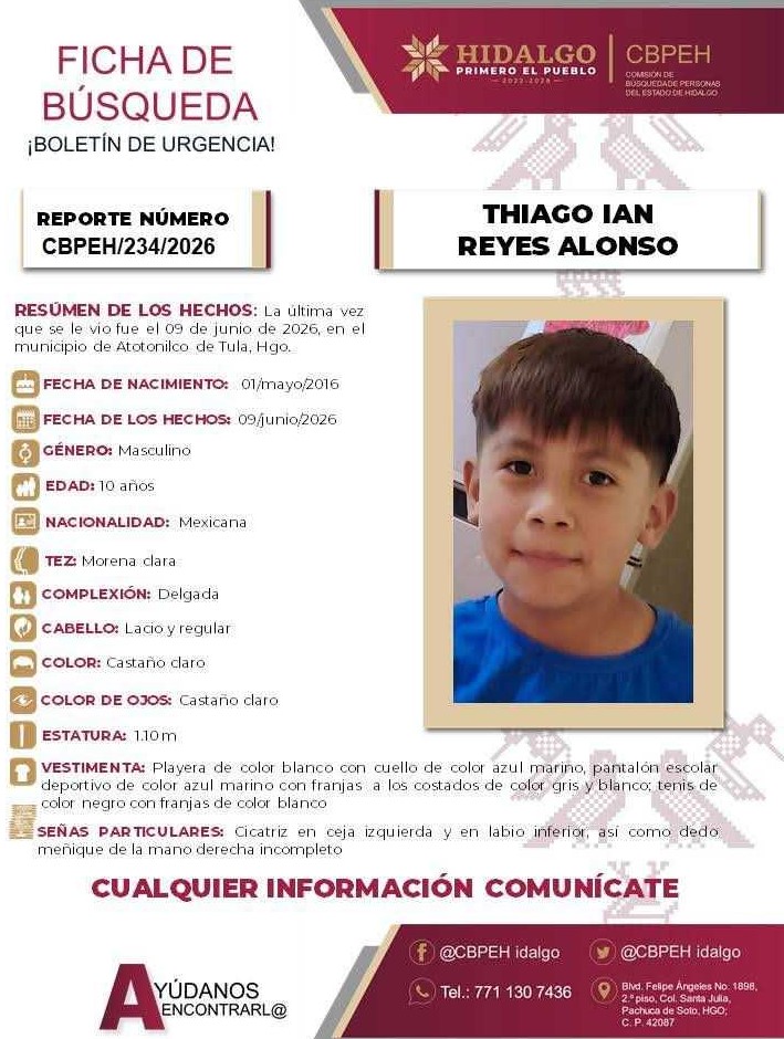 Apoyemos para localizar al pequeño THIAGO IAN