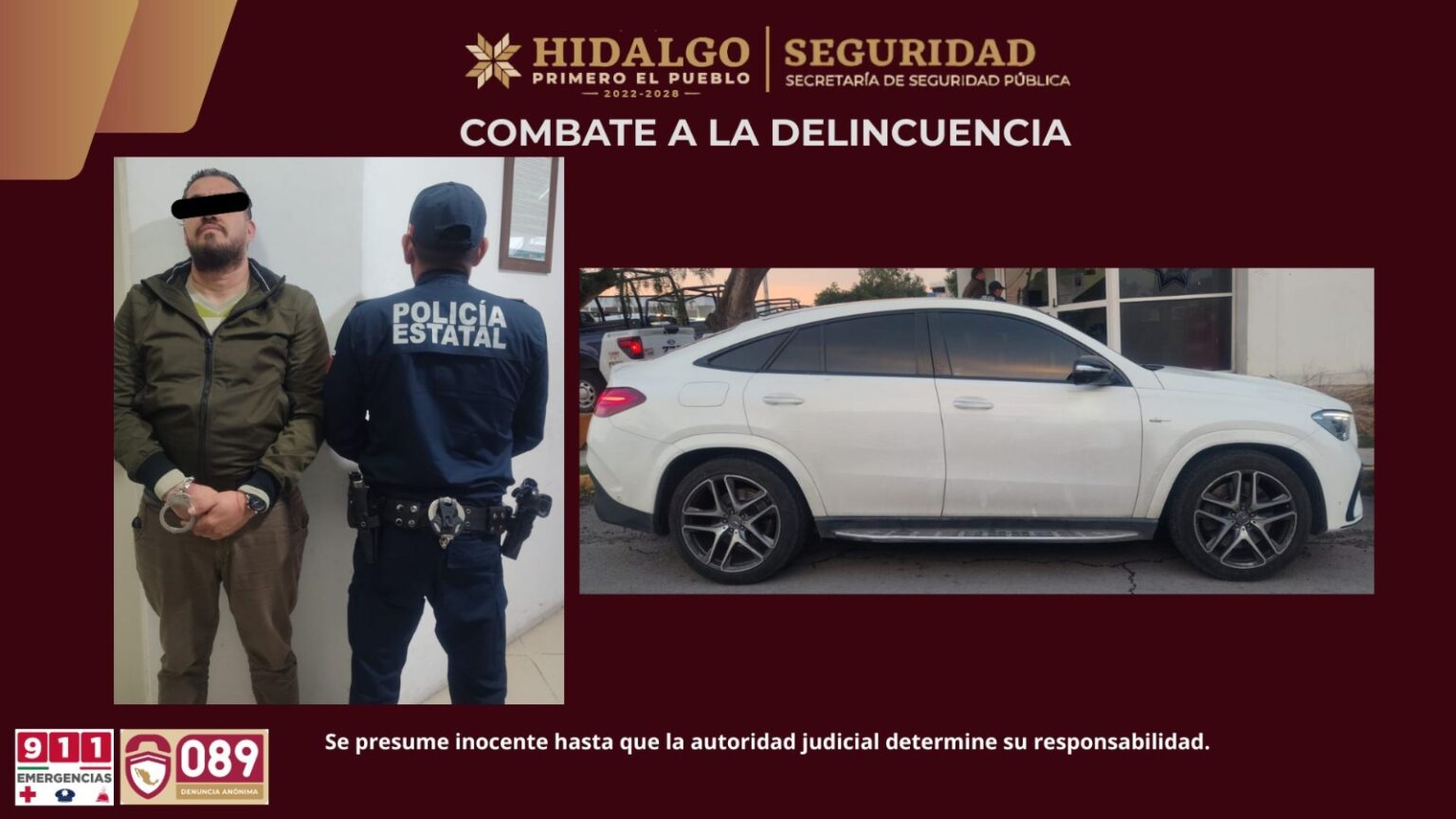 SSPH recupera vehículo robado en plaza comercial de Pachuca; aseguran a presunto responsable