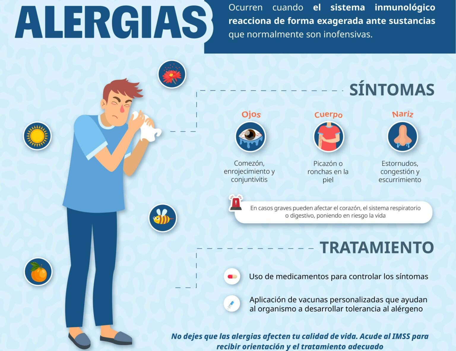 Llama IMSS Hidalgo a estar atento ante síntomas de alergias
