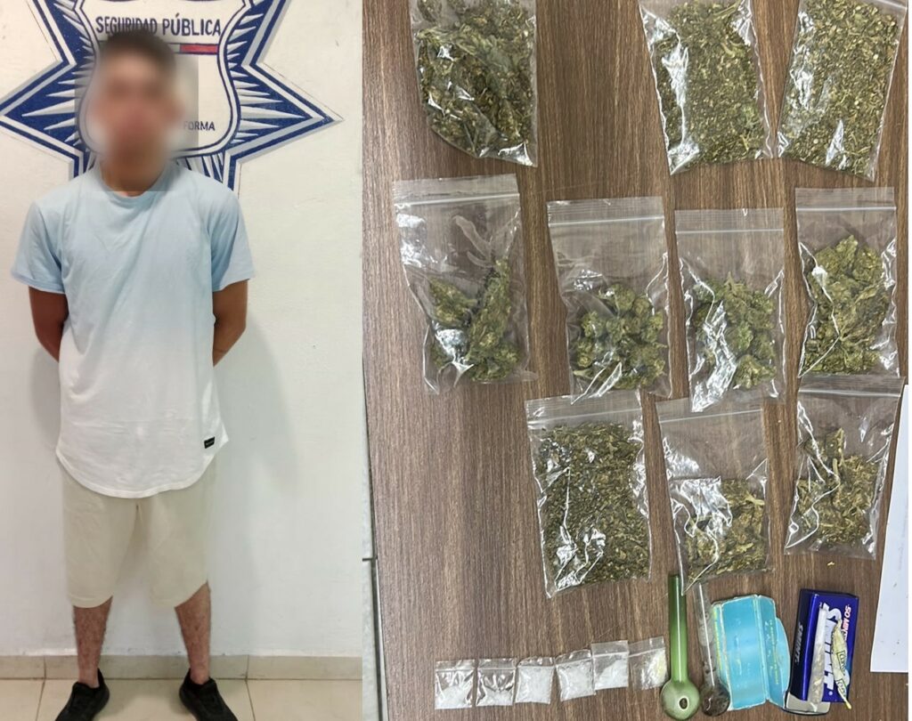 Joven sorprendido bien cargado de marihuana y cristal