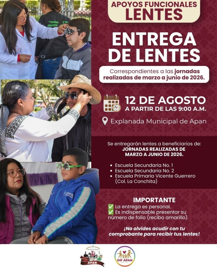 Anuncian nueva fecha para entrega de lentes gratuitos em Apan