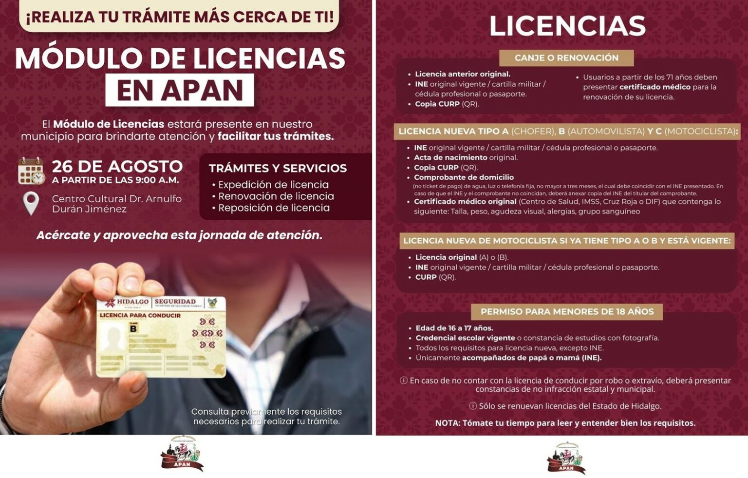 Gobierno Municipal de Apan acerca Módulo de Licencias a la ciudadanía