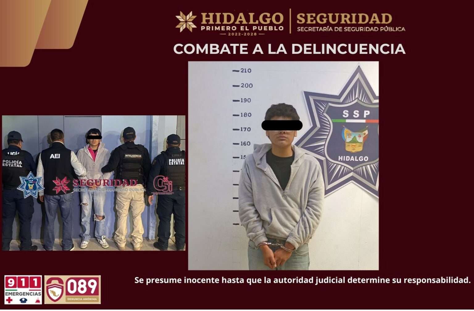 SSPH detiene a hombre con orden de aprehensión y resguarda a menor en Tula