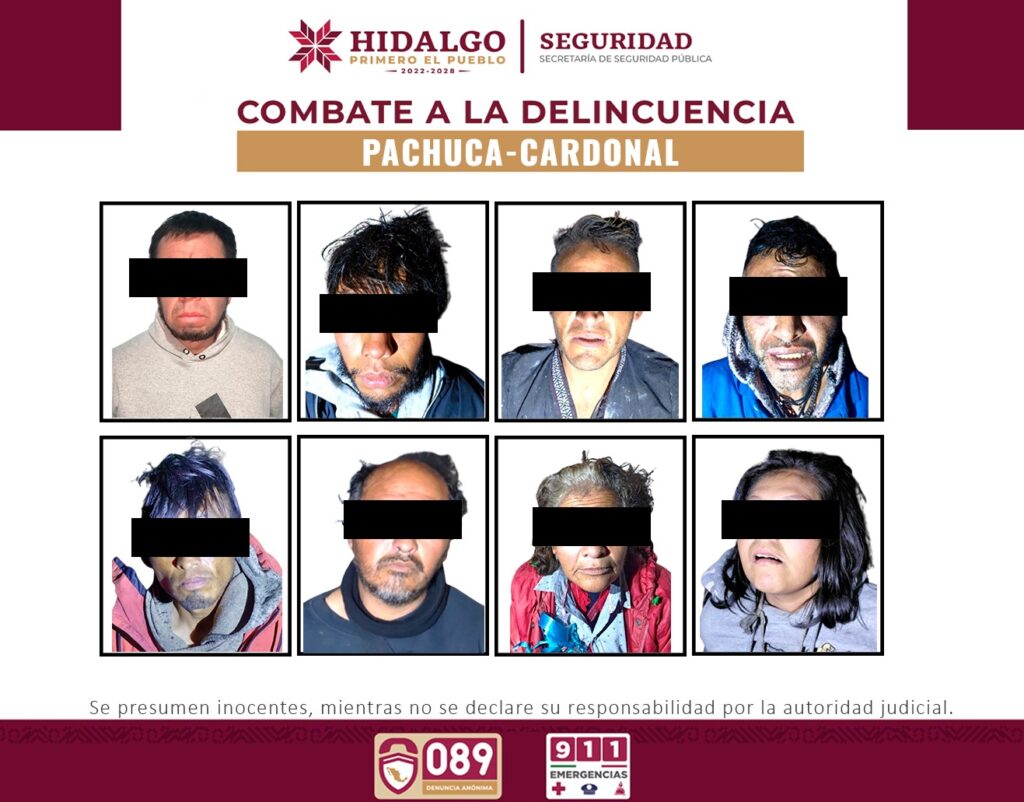 SSPH desmantela dos puntos de narcomenudeo y detiene a ocho personas en Hidalgo