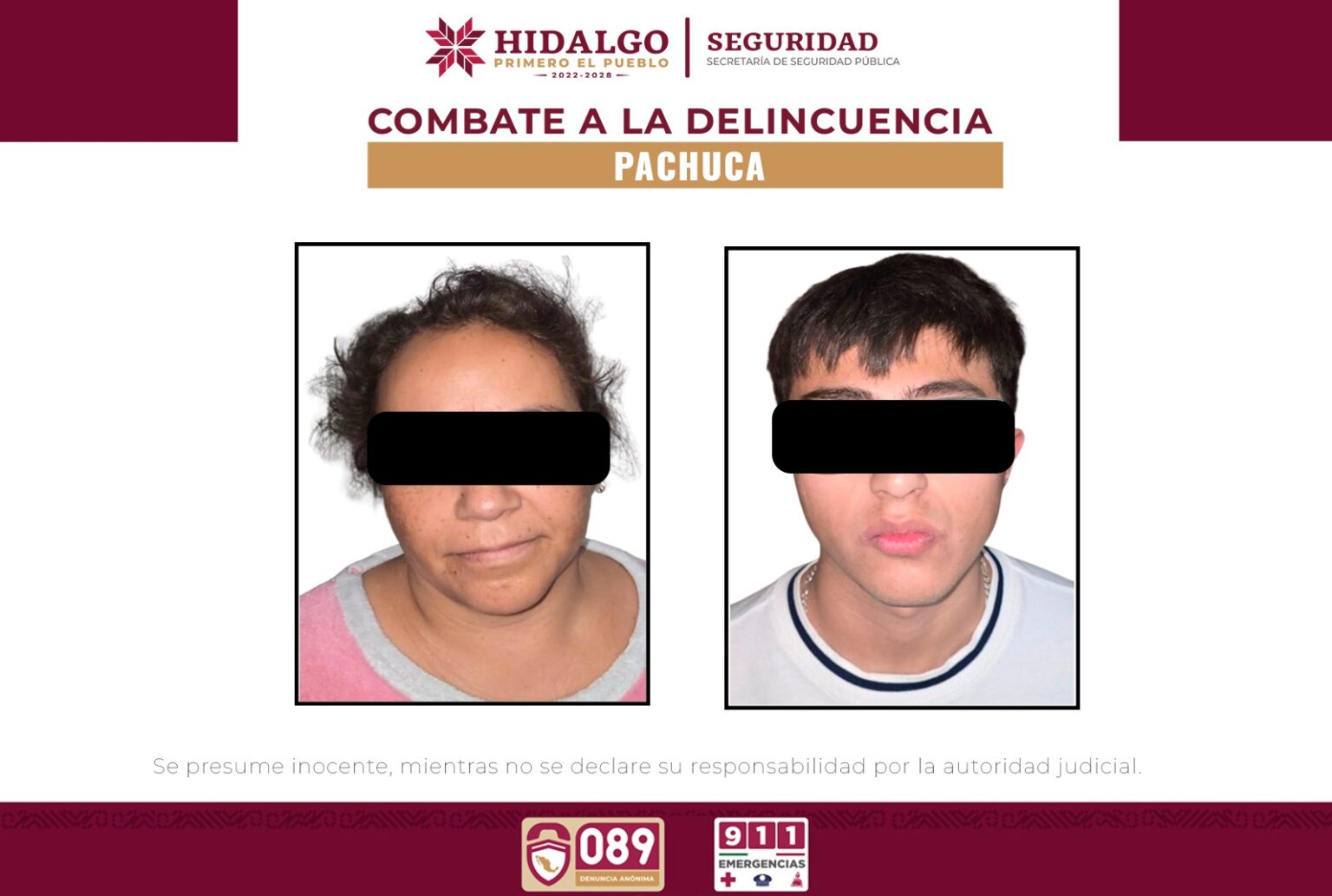 SSPH detiene a dos personas y asegura 640 dosis de presuntas drogas