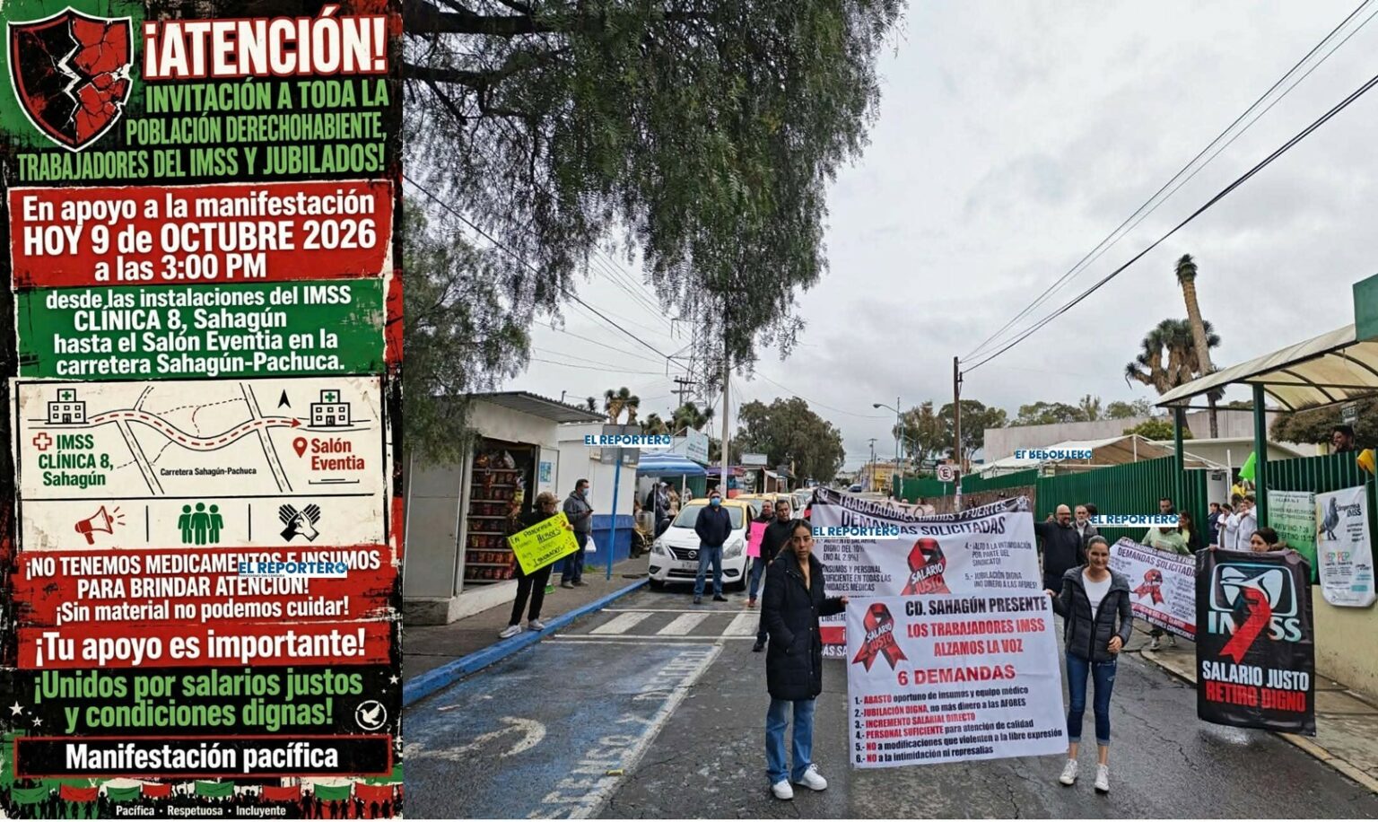 Protestan trabajadores del IMSS en Ciudad Sahagún contra dirigencia sindical nacional